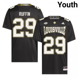 Officially Licensed Blake Ruffin #29 UL Cardinals Black For the Ville Jersey | Youth University Football Stitch Fan Gear 28961275