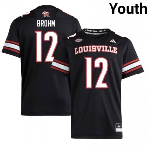#12 Brian Brohm Louisville Black Jersey | Elite Embroidery Youth Player Football Gear 37260498