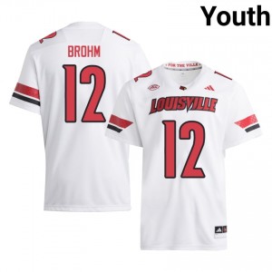 White Brian Brohm #12 Louisville Cardinals Jersey | Youth High School Football Licensed Stitched 47245815