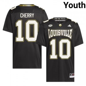 Louisville Cardinals Briggs Cherry #10 Black For the Ville Jersey | Pro Cut Stitch NCAA Football Youth Apparel 46012376