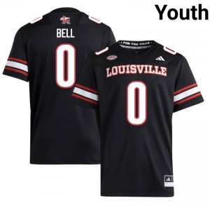 #0 Chris Bell UofL Black Jersey | Classic Embroidery Youth Player Football Gear 80401155