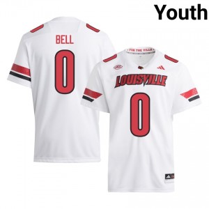White Chris Bell #0 Cards Jersey | Youth High School Football Moisture Wicking Stitched 79051703