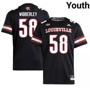 Louisville Cardinals Evan Wibberley #58 Black Jersey | Pro Cut Embroidery NCAA Football Youth Apparel 55752420