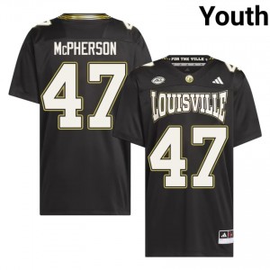 Elite Thread Garion McPherson #47 Louisville Cardinals Black For the Ville Jersey | Youth University Football Stitch Fan Gear 11341808