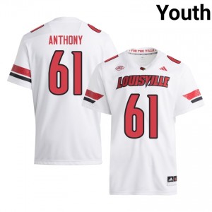 Top-Tier Gradey Anthony #61 UofL White Jersey | Youth University Football Stitched Fan Gear 99343783