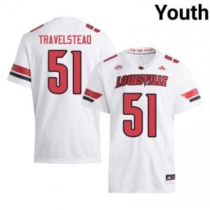 Officially Licensed Hayden Travelstead #51 Louisville Cardinals White Jersey | Youth University Football Stitched Fan Gear 31823695