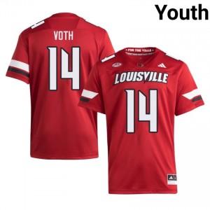 Top-Tier Jackson Voth #14 UofL Red Jersey | Youth University Football Swen Fan Gear 12052996