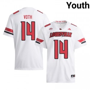 White Jackson Voth #14 UL Cardinals Jersey | Youth High School Football Licensed Stitched 37975200