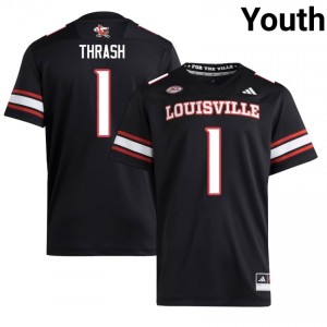 Durable Jamari Thrash #1 Cardinals Black Jersey | Youth University Football Embroidery Fan Gear 19489362