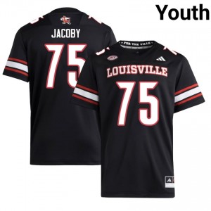 Officially Licensed Joe Jacoby #75 UL Cardinals Black Jersey | Youth University Football Embroidery Fan Gear 77939033