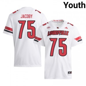Joe Jacoby #75 UofL Jersey | Pro-Grade White College Football Youth Stitched 74436399
