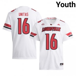 Elite Thread Johnny Unitas #16 Louisville Cardinals White Jersey | Youth University Football Stitched Fan Gear 43292373