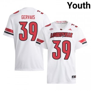 #39 Jordan Gervais Louisville Cardinals White Jersey | Authentic Stitched Youth Player Football Gear 14489019