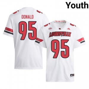 #95 Joshua Donald UofL White Jersey | Classic Stitched Youth Player Football Gear 78148194