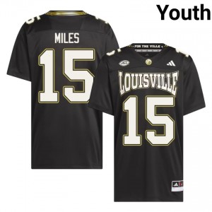 Elite Thread Julius Miles #15 Louisville Cardinals Black For the Ville Jersey | Youth University Football Stitch Fan Gear 14497941