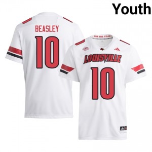 #10 Kaleb Beasley Louisville Cardinals White Jersey | Authentic Stitched Youth Player Football Gear 59520860