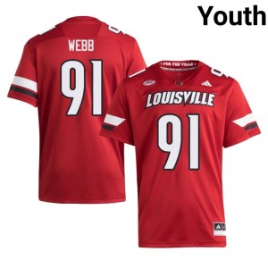 Keon Webb #91 UL Cardinals Jersey | Iconic Red College Football Youth Stitch 61962303