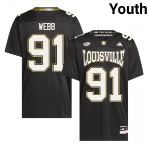 Black Keon Webb #91 UL Cardinals For the Ville Jersey | Youth High School Football Licensed Stitch 87020715
