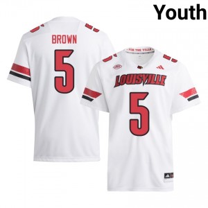 UL Cardinals Keyjuan Brown #5 White Jersey | Pro Cut Stitched NCAA Football Youth Apparel 77719690
