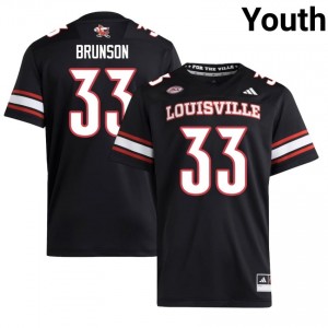 Officially Licensed Kris Brunson #33 Louisville Cardinals Black Jersey | Youth University Football Embroidery Fan Gear 77030045