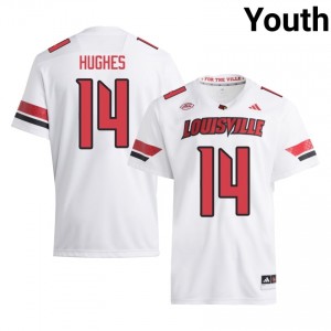 White Kris Hughes #14 UofL Jersey | Youth High School Football Limited Stitched 35629207