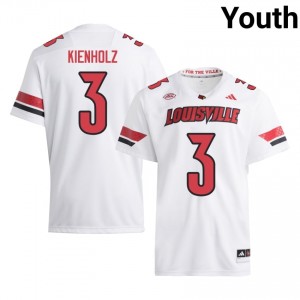 White Lincoln Kienholz #3 Louisville Cardinals Jersey | Youth High School Football Moisture Wicking Stitched 45667811