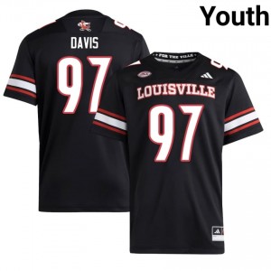 Elite Thread Maurice Davis #97 Louisville Cardinals Black Jersey | Youth University Football Embroidery Fan Gear 97104352