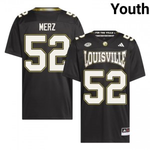 Black Max Merz #52 Louisville Cardinals For the Ville Jersey | Youth High School Football Licensed Stitch 88077985