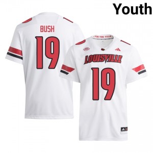 Officially Licensed Michael Bush #19 UL Cardinals White Jersey | Youth University Football Stitched Fan Gear 94613742