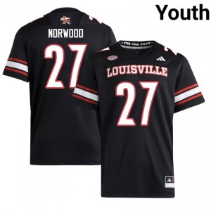 Black Myles Norwood #27 UL Cardinals Jersey | Youth High School Football Licensed Embroidery 88771184