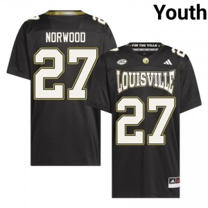 Black Myles Norwood #27 Louisville Cardinals For the Ville Jersey | Youth High School Football Moisture Wicking Stitch 97470749