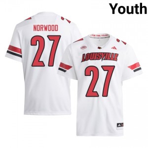 Top-Tier Myles Norwood #27 UofL White Jersey | Youth University Football Stitched Fan Gear 35413477