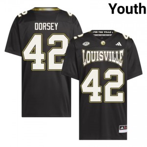 Durable Rhys Dorsey #42 Louisville Black For the Ville Jersey | Youth University Football Swen Fan Gear 12679444