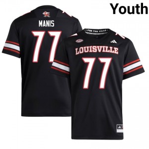 Durable Ryan Manis #77 Louisville Black Jersey | Youth University Football Embroidery Fan Gear 12053276