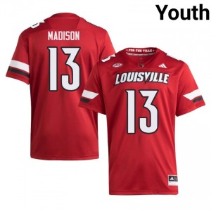 Red Sam Madison #13 Louisville Cardinals Jersey | Youth High School Football Moisture Wicking Stitch 32691202