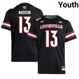 Louisville Cardinals Sam Madison #13 Black Jersey | Pro Cut Embroidery NCAA Football Youth Apparel 61668241
