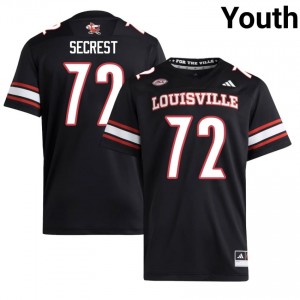 Officially Licensed Sam Secrest #72 Louisville Cardinals Black Jersey | Youth University Football Embroidery Fan Gear 15378452