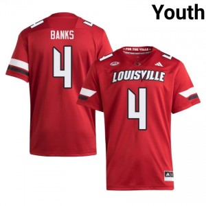 Red TJ Banks #4 UL Cardinals Jersey | Youth High School Football Licensed Stitch 89465963