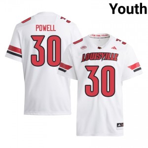 #30 Taj Powell Louisville White Jersey | Elite Stitched Youth Player Football Gear 65176232