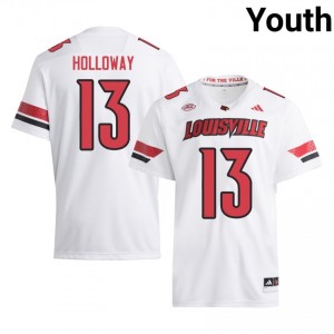 Durable Tayon Holloway #13 Cardinals White Jersey | Youth University Football Stitched Fan Gear 81550256