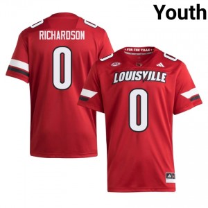 #0 Tre Richardson Louisville Cardinals Red Jersey | Authentic Stitch Youth Player Football Gear 34707485