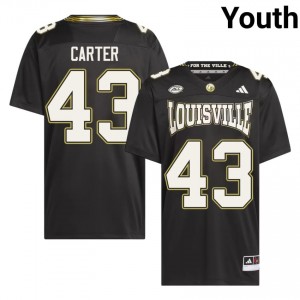 Black Trent Carter #43 UL Cardinals For the Ville Jersey | Youth High School Football Licensed Stitch 42845586