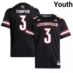Black Tyler Thompson #3 Louisville Cardinals Jersey | Youth High School Football Licensed Embroidery 88820376