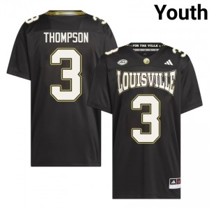 Black Tyler Thompson #3 Cards For the Ville Jersey | Youth High School Football Moisture Wicking Stitch 54740476